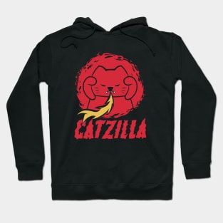 Lucky cat Catzilla Parody black outline Illustration Hoodie